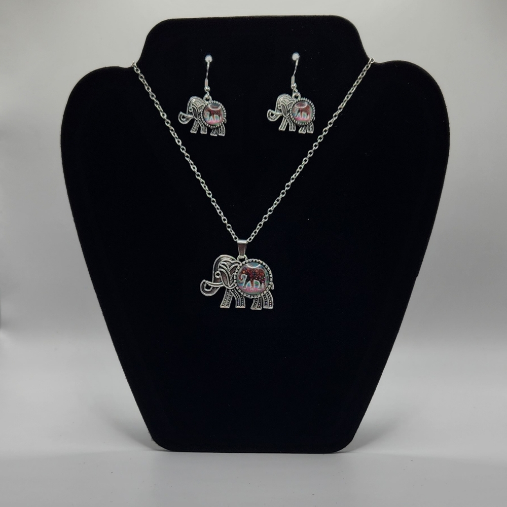 Elephant Earrings and Necklace  Set
